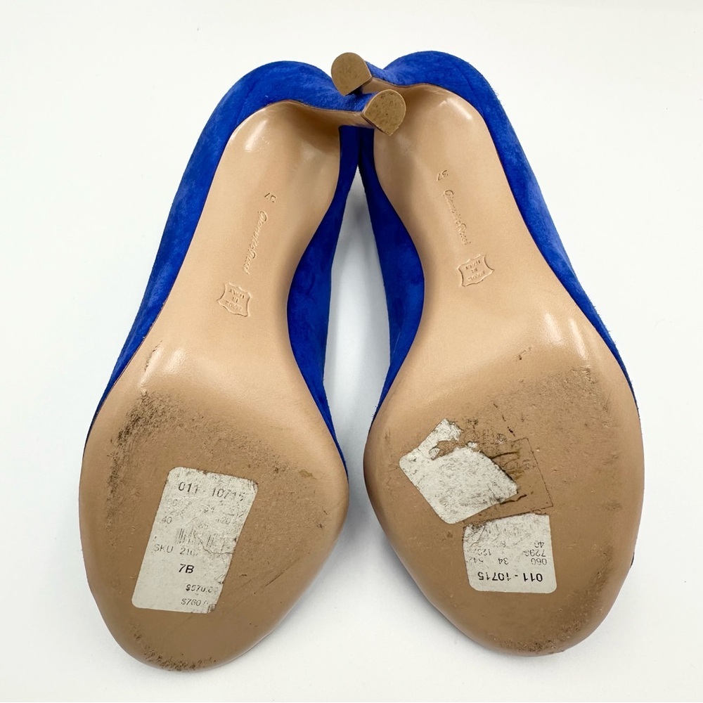 Gianvito Rossi Blue Suede Peep Toe Mules - Picture 9 of 13